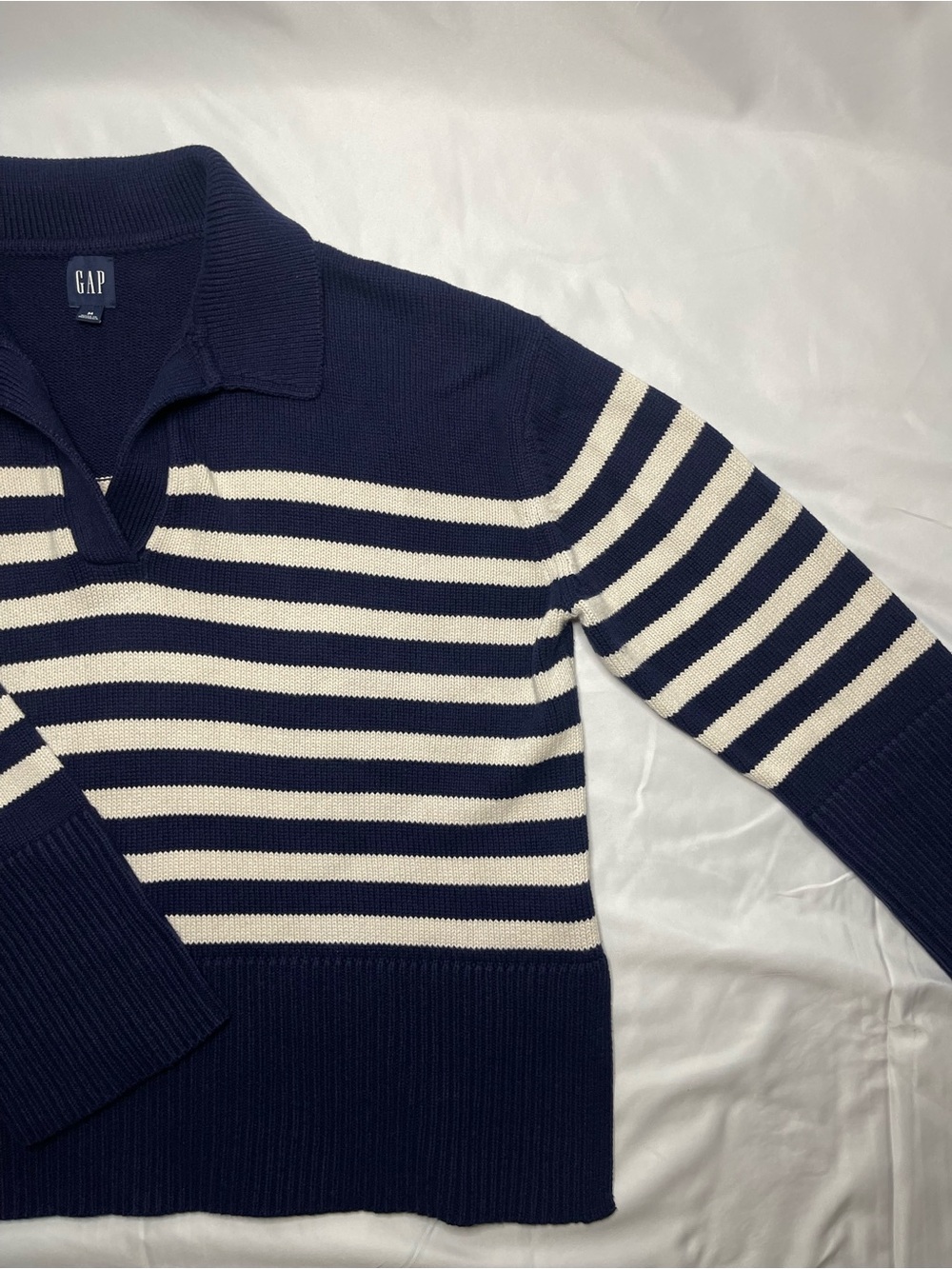 Gap Navy and White Striped Collared Sweater - Picture 8 of 15